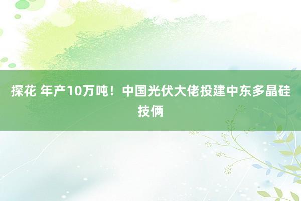 探花 年产10万吨！中国光伏大佬投建中东多晶硅技俩