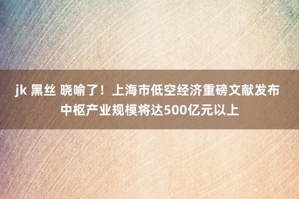 jk 黑丝 晓喻了！上海市低空经济重磅文献发布 中枢产业规模将达500亿元以上