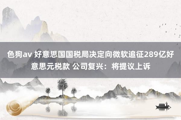 色狗av 好意思国国税局决定向微软追征289亿好意思元税款 公司复兴：将提议上诉