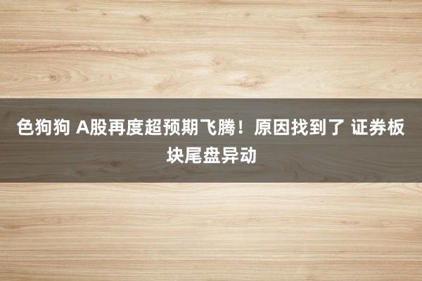 色狗狗 A股再度超预期飞腾！原因找到了 证券板块尾盘异动