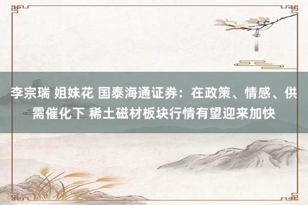 李宗瑞 姐妹花 国泰海通证券：在政策、情感、供需催化下 稀土磁材板块行情有望迎来加快